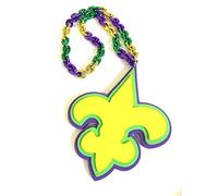 GZYSSL Perles de Mardi Gras Jumbo Fleur de Lis Pendentif Perles Violet Vert Or Mardi Gras Fleur de Lis Perles Décorations de Parade de Fête