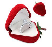 GZYYANG 2 Pièces Boite a Bague,Boîte à Bague en Velours, Fraise Boite a Bague, Boite a Bijoux, Pour les Cérémonies de Mariage et de Fiançailles