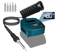 GZYZ Cordless Soldering Iron Compatible with Bosch GBA 18V Battery, Portable Soldering Kit with LCD Display, Temperature C°/F°Conversion, USB & Type-C Ports for DIY, Appliance Repair, Vert foncé