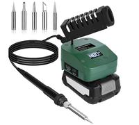 GZYZ Cordless Soldering Iron Compatible with Bosch Home and Garden PBA 18V Battery, Fast Heat Portable Soldering Kit with LCD Display, USB & Type-C Ports for DIY, Appliance Repair, Vert foncé