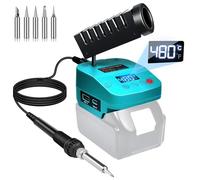 GZYZ de fer à Souder sans fil Compatible Avec Batterie Makita 18V, de Soudure Portable Avec écran LCD, Conversion de Température C°/F°, ports USB &Type-C pour Bricolage, Réparation D'appareils, Bleu