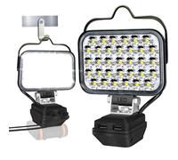 GZYZ Lampe LED sans fil pour Worx 20 V 4 broches, 100 W 5000 lm, lampe de camping LED avec 2 ports de charge USB, protection basse tension pour jardins, arrière-cours, garages (pas de batterie)