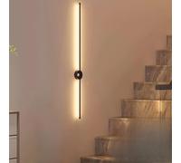 GZZBMY Applique Murale Interieur LED avec Detecteur de Mouvement Sans Fil Lampes Murales Rechargeable USB Luminaire Murale Design Moderne Lampe de Nuit pour Couloir Salon (Noir Lumière Chaude,60CM)