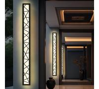 GZZBMY Extérieur Applique Murale Longue LED Noir Moderne Jardin 78W Luminaire Mural IP65 Étanche Intérieur Aluminium Éclairage Mural Porche pour Terrasse Garage Villa (Lumière Neutre 4000k,150CM)