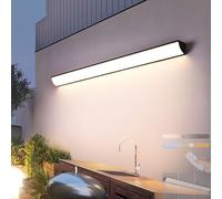 GZZBMY Extérieur Jardin Dimmable Applique Murale avec Télécommande Minimaliste LED Lampes Murales Intérieur IP65 Imperméable Luminaire Mural Métal Moderne Extérieur Couloir (Noir,80CM 46W)