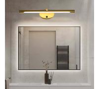 GZZBMY Lampe Miroir LED Salle de Bain Applique Murale avec Interrupteur Moderne Métal Eclairage Mural Intérieure Lampe Murale pour Coiffeuse Lavabo Maquillage Coiffeuse (Lumière Neutre Dorée,56cm)