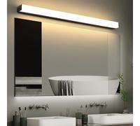 GZZBMY LED Luminaire Salle de Bain Lampe pour Miroir IP44 Étanche Métal Chrome Applique Murale Moderne Lampe de Mur 3000K/6500K Chambres à Coucher Motel Montage Miroir (Noire Lumière Chaude,70cm)