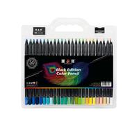 H&B 50 Crayons de couleur à base d'huile Pré-taillés Mine 3.3mm Large spectre de couleurs vibrantes Esquisse Dessin Livres de coloriage et Créations Artistiques Idéal pour les étudiants Adultes et Art