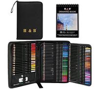 H & B 76 crayons de couleur, pour adultes, artistes, débutants, Fournitures artistiques professionnelles avec carnet de croquis