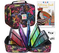 H & B Lot de 180 crayons de couleur professionnels à base d'huile avec livre de coloriage pour débutants adultes artistes