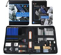 H & B Lot de 70 crayons à croquis avec carnet de croquis, crayons professionnels pour dessin, fournitures artistiques pour adultes, artistes, débutants, adolescents et enfants