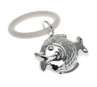 H.Bauer jun. Hochet pour bébé plaqué argent - Motif poisson - Hochet manuel avec hochet ou anneau de dentition pour les enfants