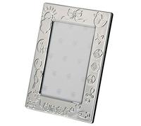 H.Bauer jun. Petit cadre photo carré argenté pour enfant, 9 x 6 cm, avec vitre en verre et motifs enfants