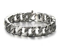 H+C Style Rétro - Chaîne Gourmette en Acier Inoxydable Bracelet Homme - Couleur Argent - Poli Mirro