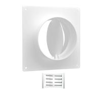 H&C VENT Bride murale 150 mm diamètre avec clapet anti-retour - Raccord de tuyau blanc pour conduit de ventilation PVC HVAC