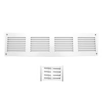 H&C VENT Grille Aeration Blanc 400x100mm avec Moustiquaire │ Evacuation Caches Tuyau Ventilateur │ d'Extraction Ventialtion │ Exterieur Interieur │ Gaine Cache Extracteur d'air VMC │ Climatiseur Seche
