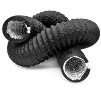 H&C VENT Tuyau d'évacuation flexible - Avec aluminium - Isolation en PVC - Tuyau flexible - Sortie d'aération - Pour climatisation, sèche-linge (Noir, Ø 160mm - 3M)