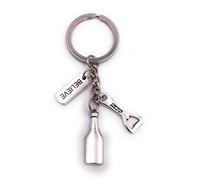 H-Customs Bouteille ouvre Bouteille Believe Porte-clés Pendentif en métal argenté