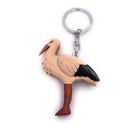 H-Customs Cigogne Oiseau bébé Animal Bois Noble Pendentif Trousseau à la Main