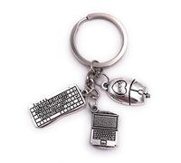 H-Customs Clavier d'ordinateur souris IT EDV porte-clés pendentif en métal argenté