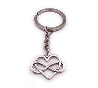 H-Customs Coeur amour couple symbole infini signe creux argent porte-clés pendentif