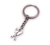 H-Customs Couteau coutellerie Fourchette Nourriture Place mis Argent Pendentif Porte-clés