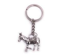 H-Customs Mule âne cheval porte-clés pendentif en métal argenté