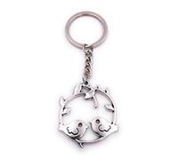 H-Customs Oiseaux en Cercle Porte-clés Pendentif en métal argenté