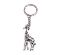 H-Customs Pendentif en métal argenté à motif girafe et porte-clés