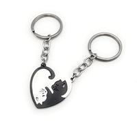 H-Customs pendentif partenaire chat noir argent coeur amour porte-clés pendentif argent