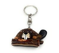 H-Customs Porte-clés en bois véritable avec chouette et branche - Fait main