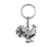 H-Customs Porte-clés en forme de coq avec pendentif en argent