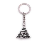 H-Customs Pyramid Égypte Eye of Providence Porte-clés Pendentif en métal argenté