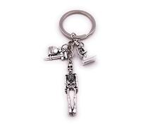 H-Customs Squelette docteur pendentif porte-clés seringue microscope squelette en argent