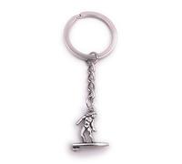 H-Customs Surfer Surferin Beach Surfboard. Porte-clés pendentif en métal argenté