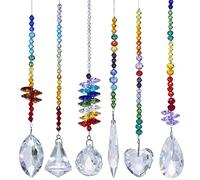 H&D HYALINE & DORA Arc en Ciel Cristal Suncatcher Ornement Suspendu Octogon Pendentif Chakra pour décoration de Jardin, Lot de 6