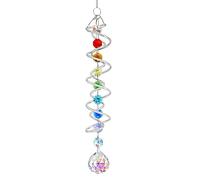H&D HYALINE & DORA - Attrape-Soleil en Forme de Boule - Queue en Spirale - Décoration en Cristal - 45 cm - avec Perles Sept Chakras - Cristaux à Suspendre pour la Maison et Le Jardin