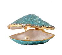 H&D Hyaline&Dora Boîte à bijoux faite à la main en métal émaillé pour bague - Coquillage - Cadeau de Noël - Boîte décorative (moule perlée)