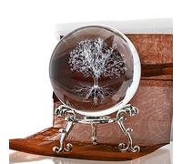 H&D HYALINE & DORA Boule de cristal en forme d'arbre de vie de 60 mm avec support - Presse-papier décoratif en verre gravé au laser - Décoration d'intérieur