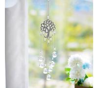 H&D HYALINE & DORA Capteur de Soleil Arc-en-Ciel en Cristal, Pendentif Arbre de Vie en métal, Prisme de Boule de Verre Suspendu