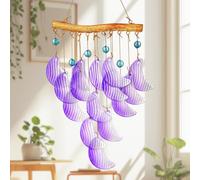 H&D HYALINE & DORA Carillon éolien en verre à suspendre de 48,3 cm pour l'extérieur en verre, carillon à vent en forme de lune pour jardin, décoration de porche, cadeau pour femme, maman, grand-mère