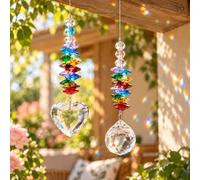 H & D HYALINE & DORA Cristal Arc-en-Soleil en Verre Coeur Prisme Chakra Couleurs Perles Pendentif Fenêtre Décor, Paquet de 2