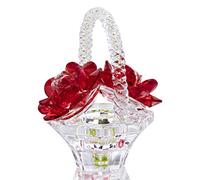 H&D HYALINE & DORA Cristal Rose Rouge dans Un Vase Presse-Papier, Ornement en Verre à Collectionner pour la décoration de Bureau à Domicile