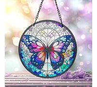 H&D HYALINE & DORA Décoration de fenêtre en verre teinté à la main en forme de papillon de 16 cm - Décoration artistique pour grand-mère, maman, fille