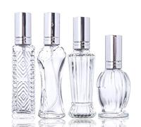 H&D Hyaline&Dora Ensemble de 4 Flacon de parfum Vintage Verre Clear Spray Bouteilles Rechargeable Voyage Mini Flottles de parfum