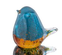 H&D HYALINE & DORA Fait Main Oiseau en Verre soufflé Figurine Ornement Cadeau pour Noël, Anniversaire, Home Office Table Décor Blue Bird Craft Presse-papiers