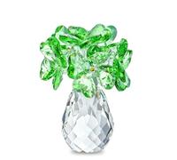 H&D HYALINE & DORA Figurine de collection trèfle à quatre feuilles, cadeau de fleurs porte-bonheur pour maman, petite amie, femmes, fleurs en cristal vert, ornement de table, étagère et décoration de