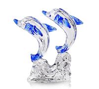 H&D HYALINE & DORA Figurine de Dauphins en Cristal, décoration d'animaux Marins en Verre, Animaux en Cristal, à Collectionner pour Les Tout-Petits, Les Enfants, Les Anniversaires, Le Bureau (Bleu)