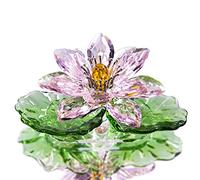 H&D HYALINE & DORA Figurine de fleur de lotus en cristal rose, décoration d'intérieur pour Feng Shui, boîte cadeau