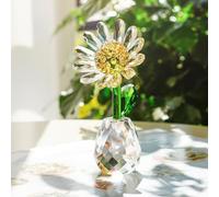 H&D HYALINE & DORA Figurine de Marguerite en Cristal - Presse-Papier en Verre - Décoration de Table pour la Maison, Le Bureau, la Table - Cadeau Souvenir pour Un Anniversaire ou Noël